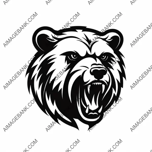 Vector Silhouette Logo of Grizzly Sports Team in Side View.