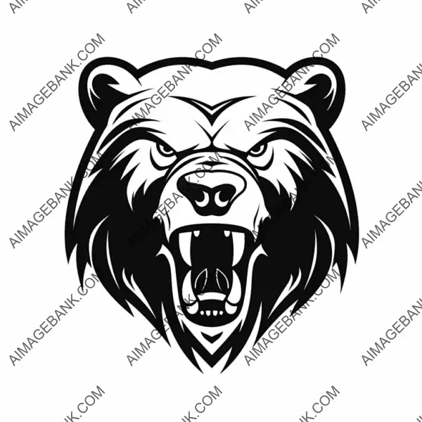 Silhouette Logo of Grizzly Sports Team on a White Background.