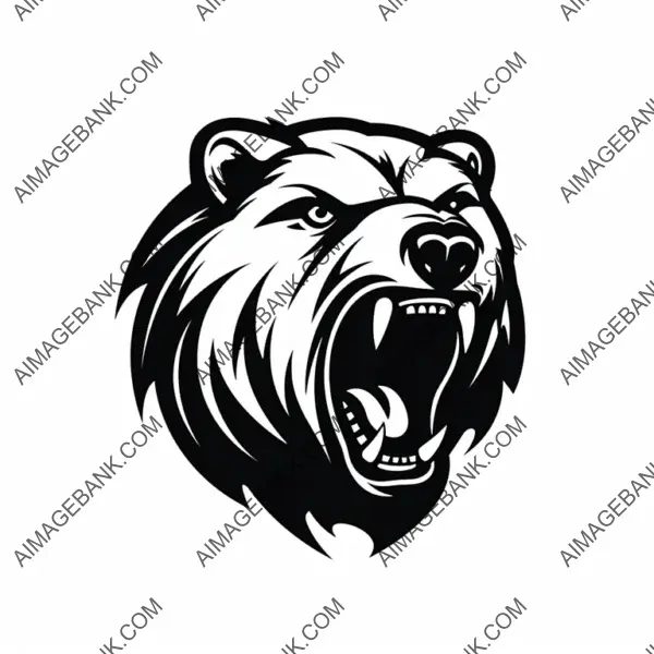 Vector Silhouette Logo of Grizzly Sports Team on a White Background.