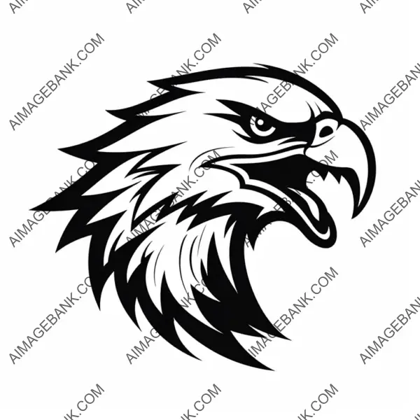 Vector Silhouette Logo of Angry Eagles Sports Team.