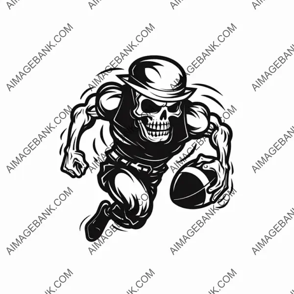 Vector Silhouette Logo of Cute Angry Skeleton Pirate Sports Team.