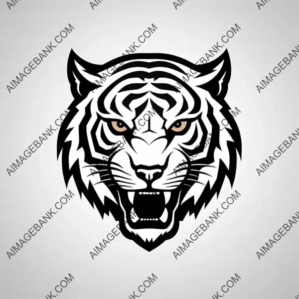 Vector Silhouette Logo of Tigers Sports Team on a White Background.