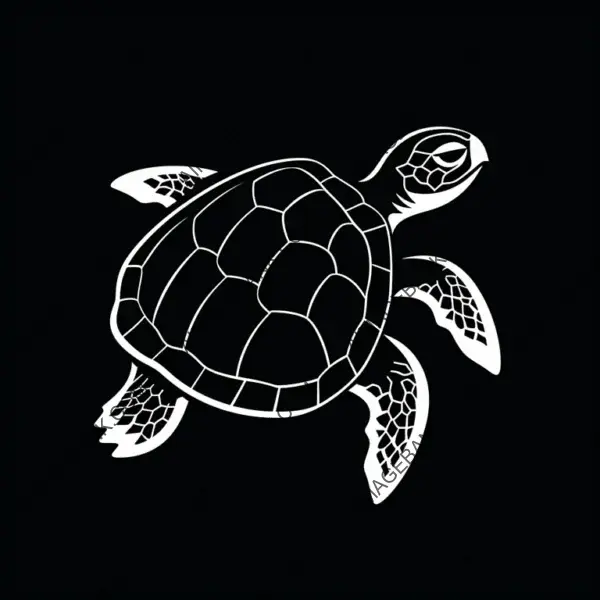 Simplified Solid Black Turtle Illustration.