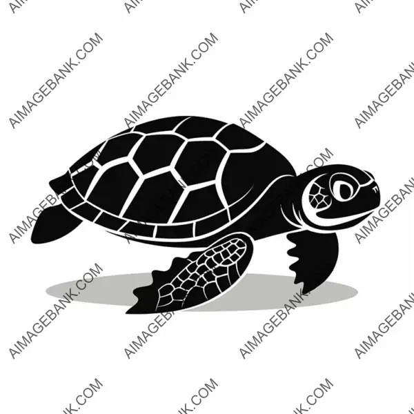 Clean and Simple Turtle Vector Clip Art in Solid Black.