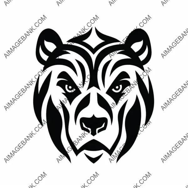 Geometric Stylized Bear Head Symbol in Angular Style.