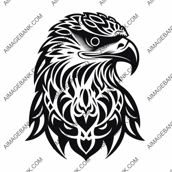 SVG Cut File of a Clean and Solid Hawk Tribal Ornamental Design.