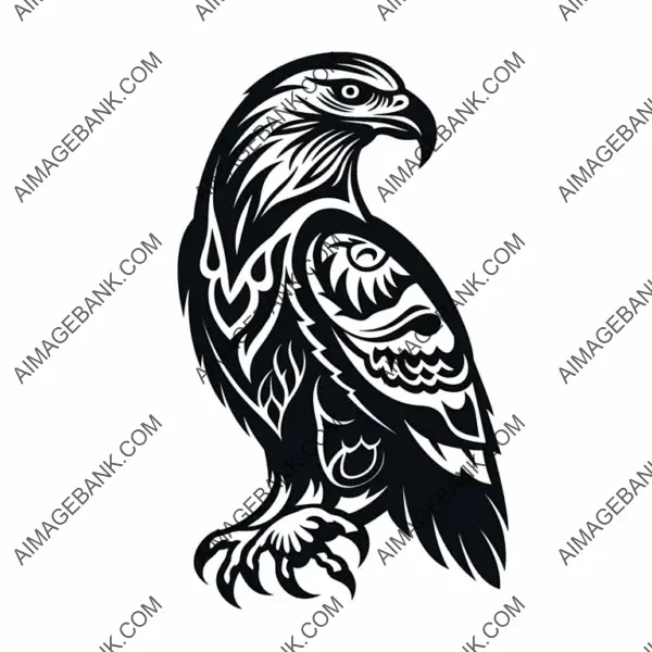 Polynesian Style Hawk Tribal SVG Cut File in Clean Solid Design.