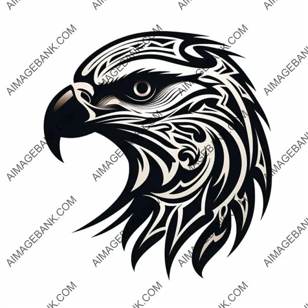 Hawk Tribal Polynesian Design in SVG Cut File with Clean Solid Lines.