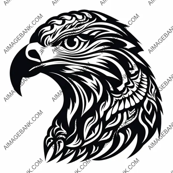 SVG Cut File of a Hawk Tribal Polynesian Design with Clean Solid Lines.