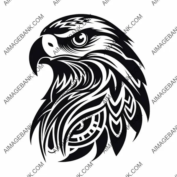 Simplified Hawk Tribal Polynesian SVG Cut File with Clean Solid Lines.