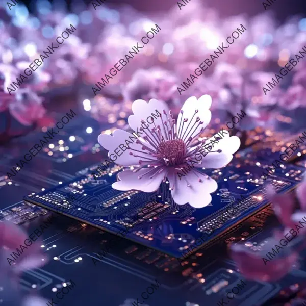 Circuit Board with Colorful Floral Design