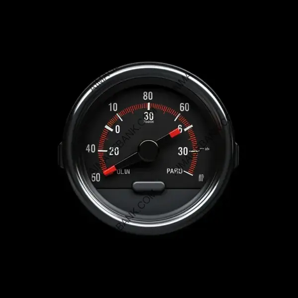 Small Gas Meter Fuel Gauge on Black Background