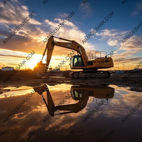 Construction Work Site with Excavator