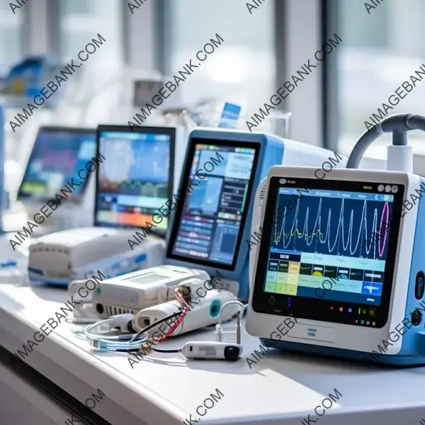 Advanced Medical Tools: Multiple Devices on Hospital Table