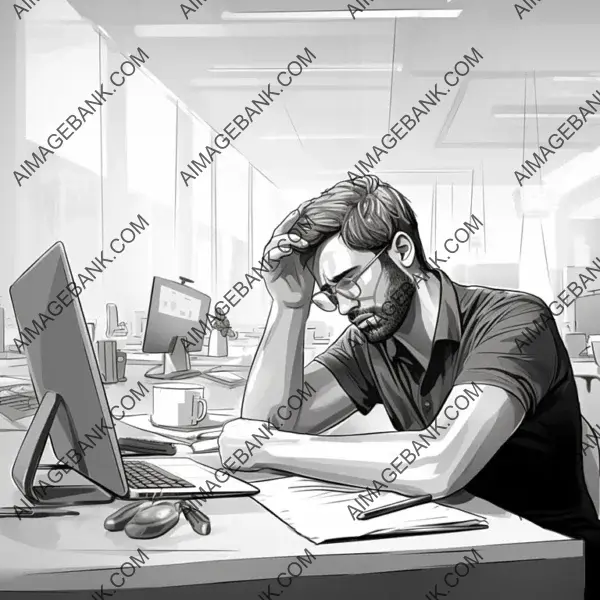 Overworked Tech Worker in the Office