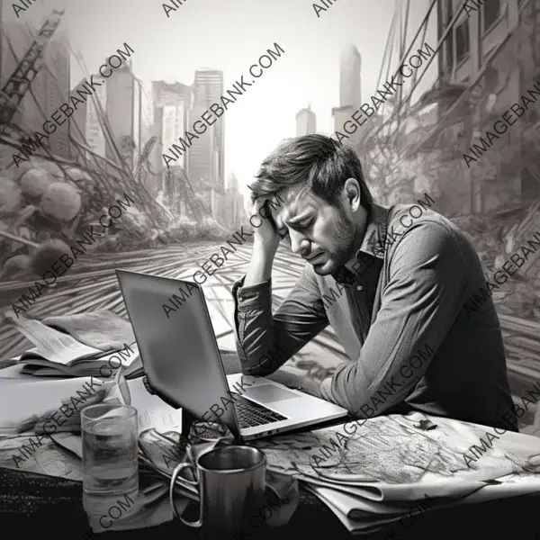 Office Burnout: Tech Worker Struggling with Workload