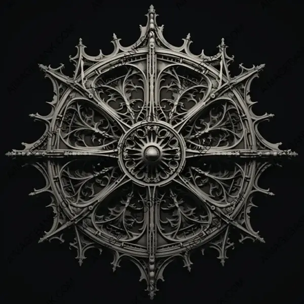 Gothic Church Ornament in Greyscale: Detailed Displacement Map