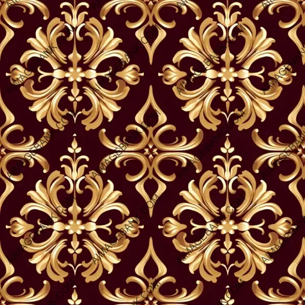 Burgundy and Gold Ornate Pattern Background