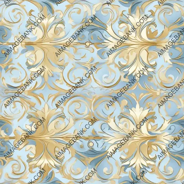 Light Blue and Gold Ornate Pattern