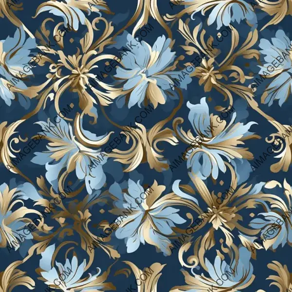 Light Blue and Gold Ornate Pattern Background