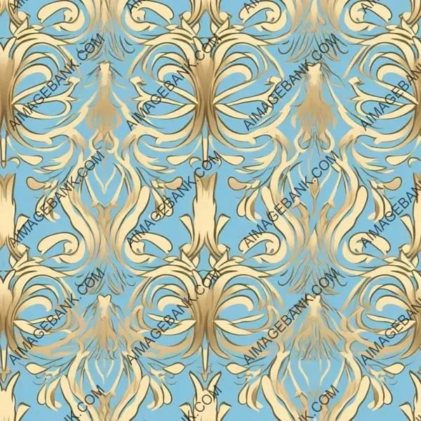 Stylish Light Blue and Gold Decorative Pattern