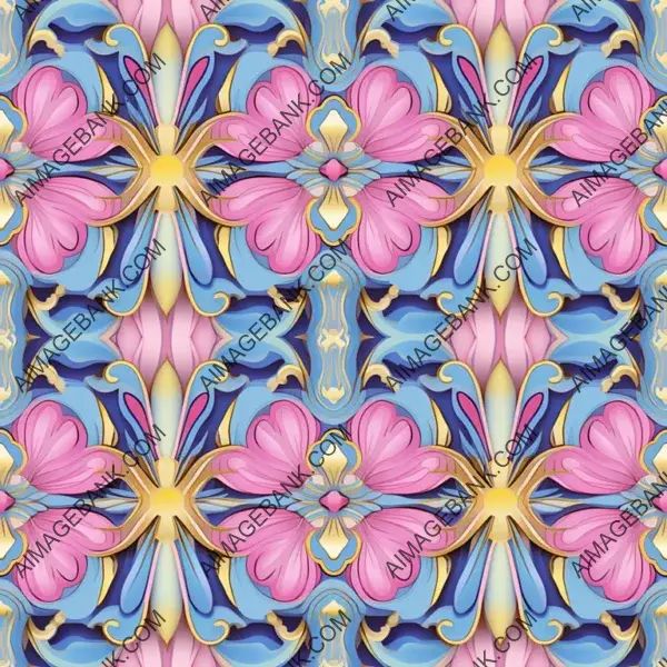 Chic Pink, Blue, and Gold Decorative Texture