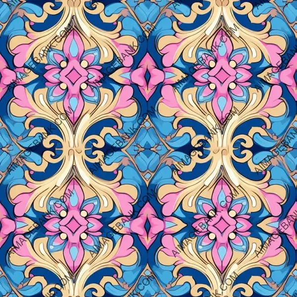 Stylish Pink and Blue Gold Pattern