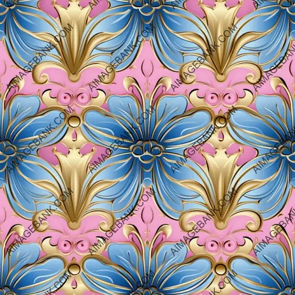 Fashionable Pink and Blue Gold Pattern Design