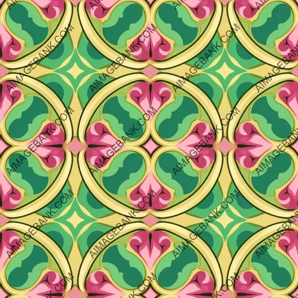 Stylish Pink, Green, and Gold Pattern Background