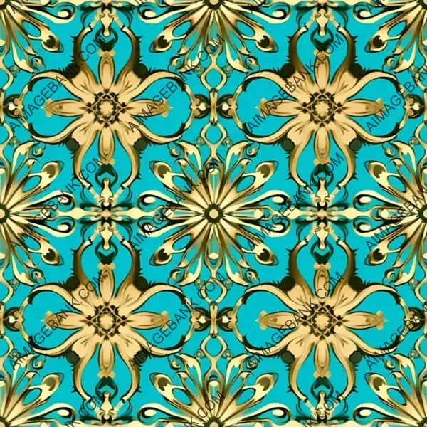 Stylish Turquoise and Gold Pattern Background