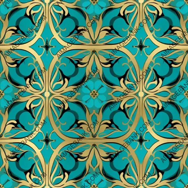 Luxurious Turquoise and Gold Pattern