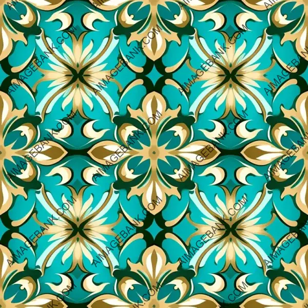 Turquoise and Gold Pattern Background