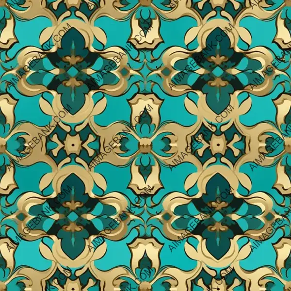 Luxurious Turquoise and Gold Decorative Texture