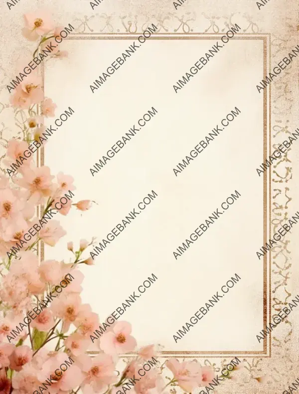 Elegant Vintage Frame with Pink Flowers and Lace