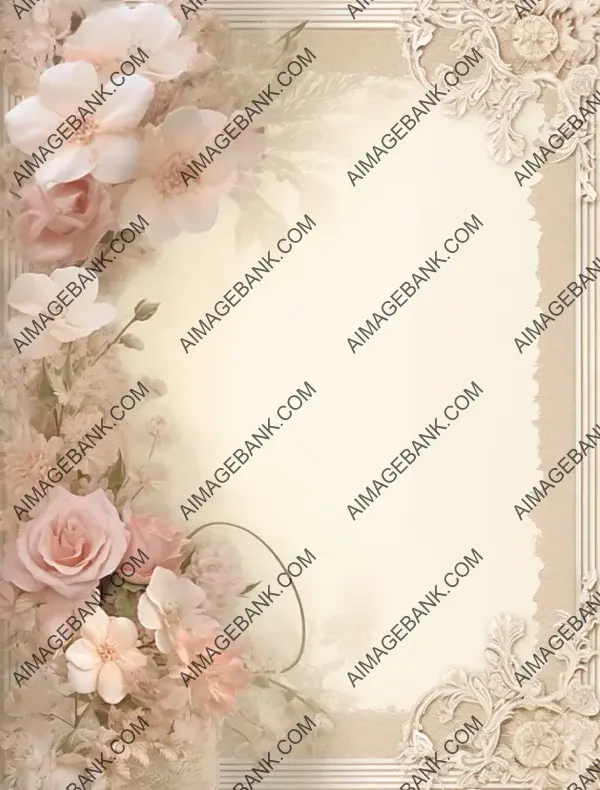 Stylish Vintage Frame with Pink Flowers and Lace