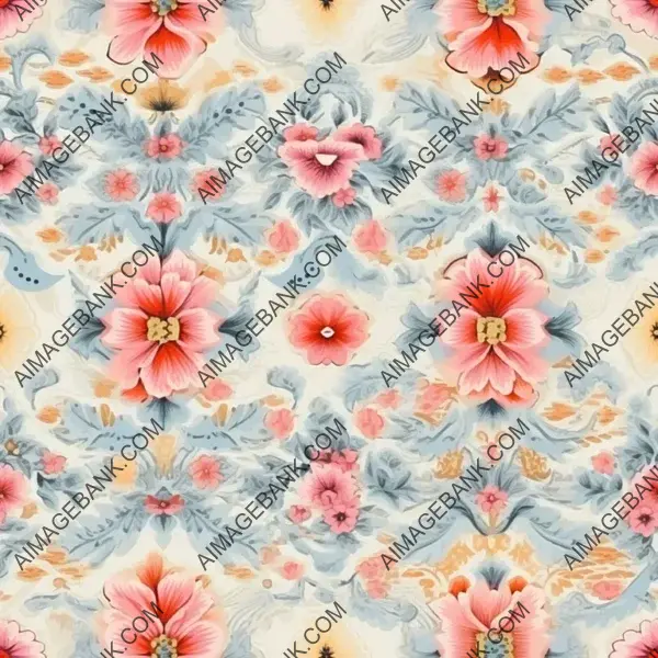 Weathered Shabby Chic Embroidered Tapestry Pattern