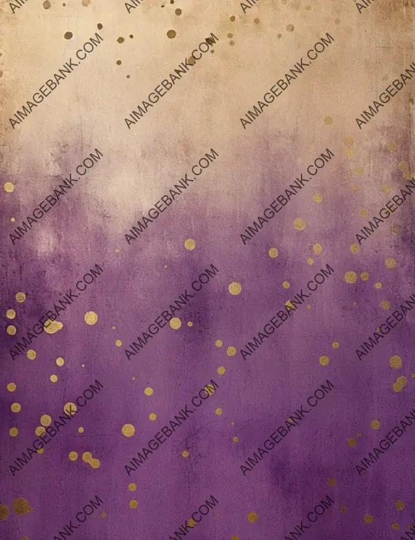 Luxurious Purple and Gold Dots on Vintage Paper