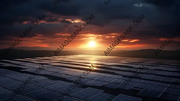 Solar Panel Field High at Sunset: A Hypnotic View