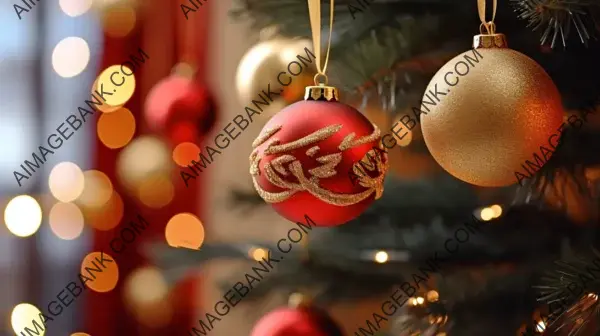 Red and Gold Christmas Tree Close-Up