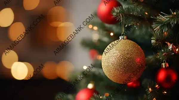 Local Close-Up of Red and Gold Christmas Tree