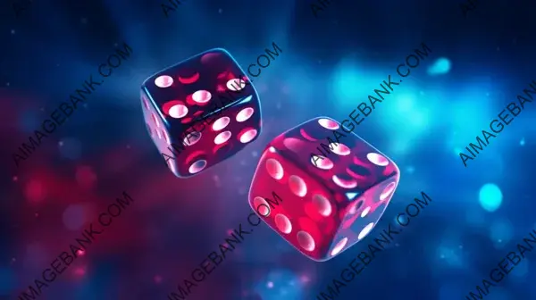 3D Dice with Radial Gradient Blue Background