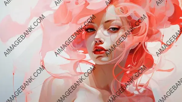 Artistic Gouache Painting in Pink, Red, and White