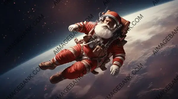 Santa Claus on a Space Adventure with His Sack