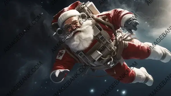 Santa Claus in Outer Space with His Sack