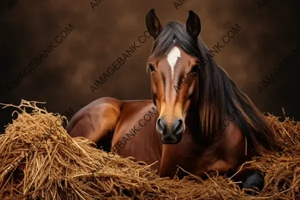 Peaceful Background Featuring a Lying Brown Horse