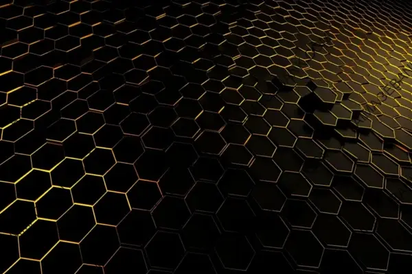 Bold and Modern: 2D Digital Hive Pattern on Black