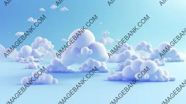 Dreamy Blue Sky with 3D Cartoon Clouds Wallpaper