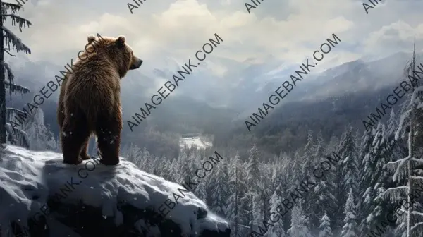 Brown Bear in Hyper-Realistic Wallpaper