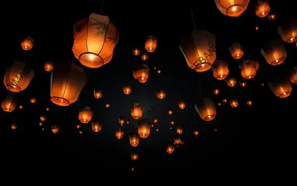 Glowing Lanterns Light Up Isolated Celebration
