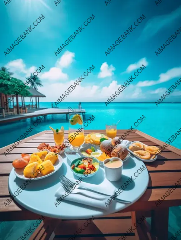 Breakfast Realism by the Maldives Swimming Pool